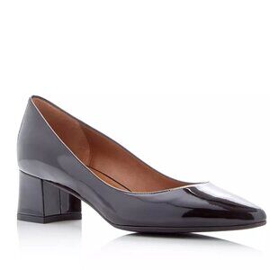 Aquatalia Phoebe Black Patent Leather Block Heel Pump Heels (Sz 10.5 US)